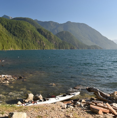 Kayaker on lake near Mission